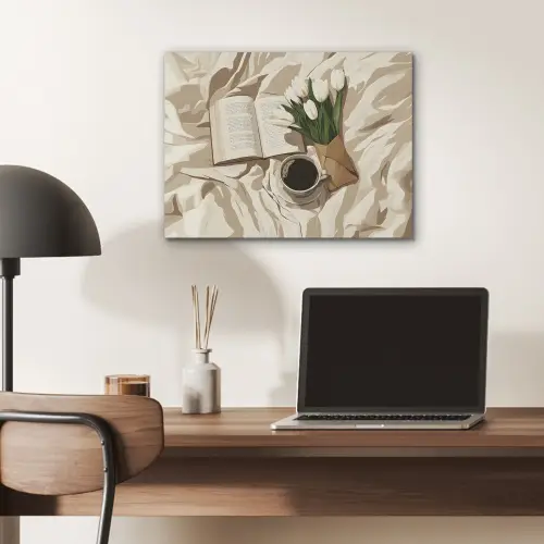 Boek - Illustratie - Tulpen - Koffie PET vilt klein -sfeer5