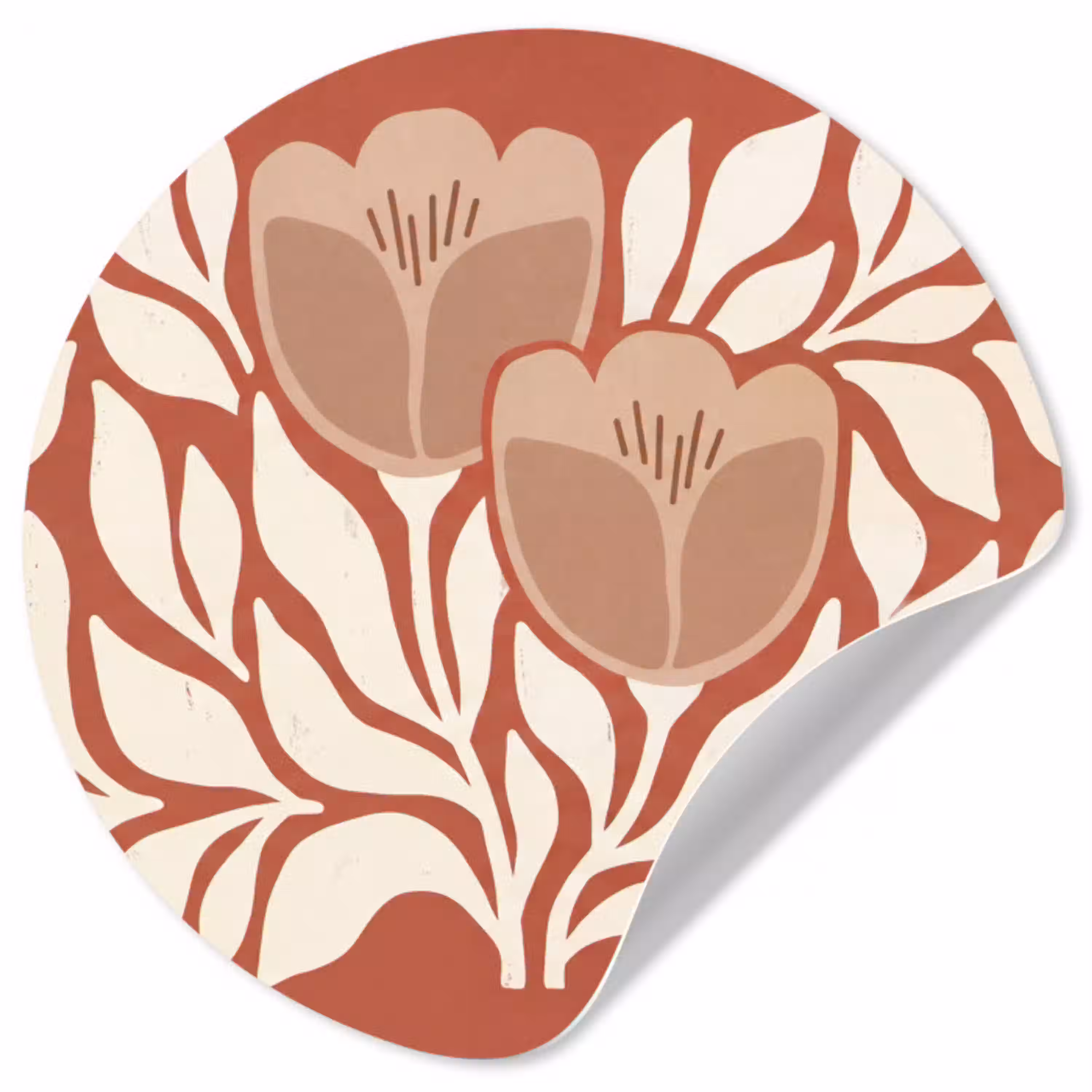 Bloemen - Abstract - Modern - Beige - Natuur Wandcirkel behangsticker klein -3d