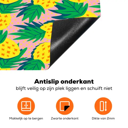 Ananas - Geel - Groen - Tropisch Inductie beschermer vinyl 3mm klein 276 -zzzzzzz-td-onderkant