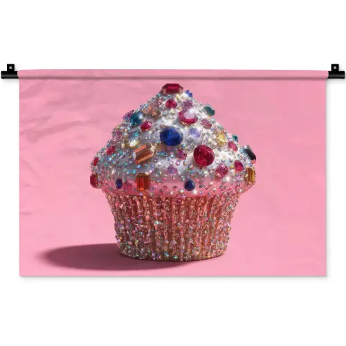 Cupcake - Kleurrijk - Edelstenen Wandkleed katoen klein -zz3d