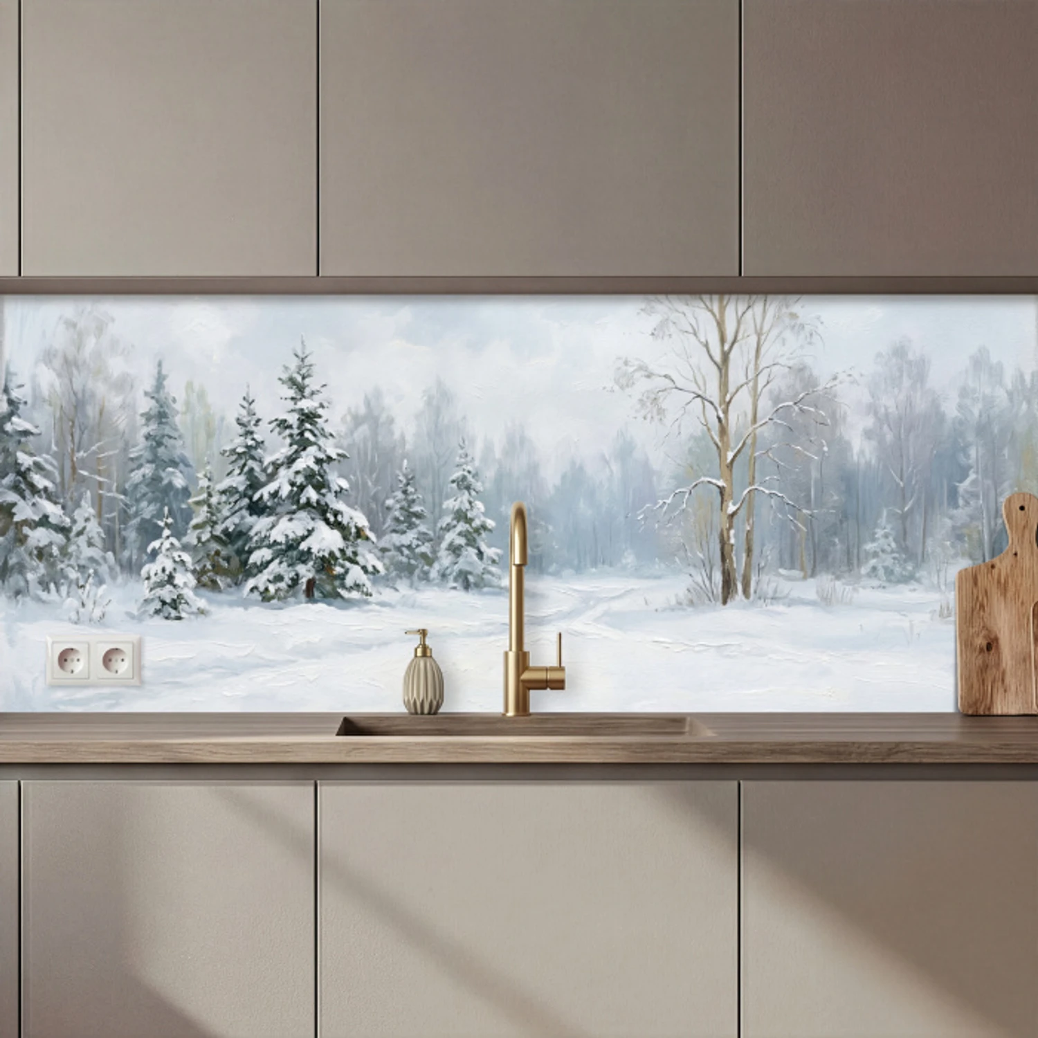 Bospad - Dennen - Sneeuw - Winter - Rustgevend keuken achterwand 2 middel zz_3dshopping