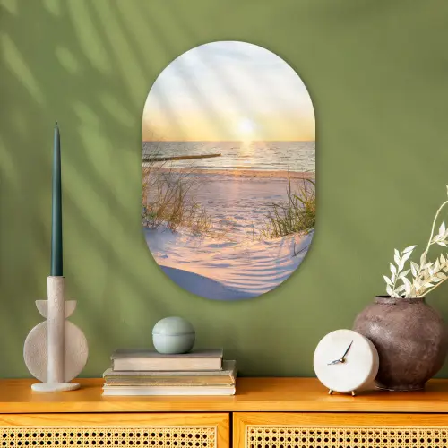Strand - Zon - Duin - Gras - Zand - Horizon Wandcirkel Ovaal Forex klein -sfeer2