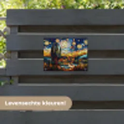 Hemel - Sterren - Mozaïek - Huizen tuinposter los doek klein -sfeer3