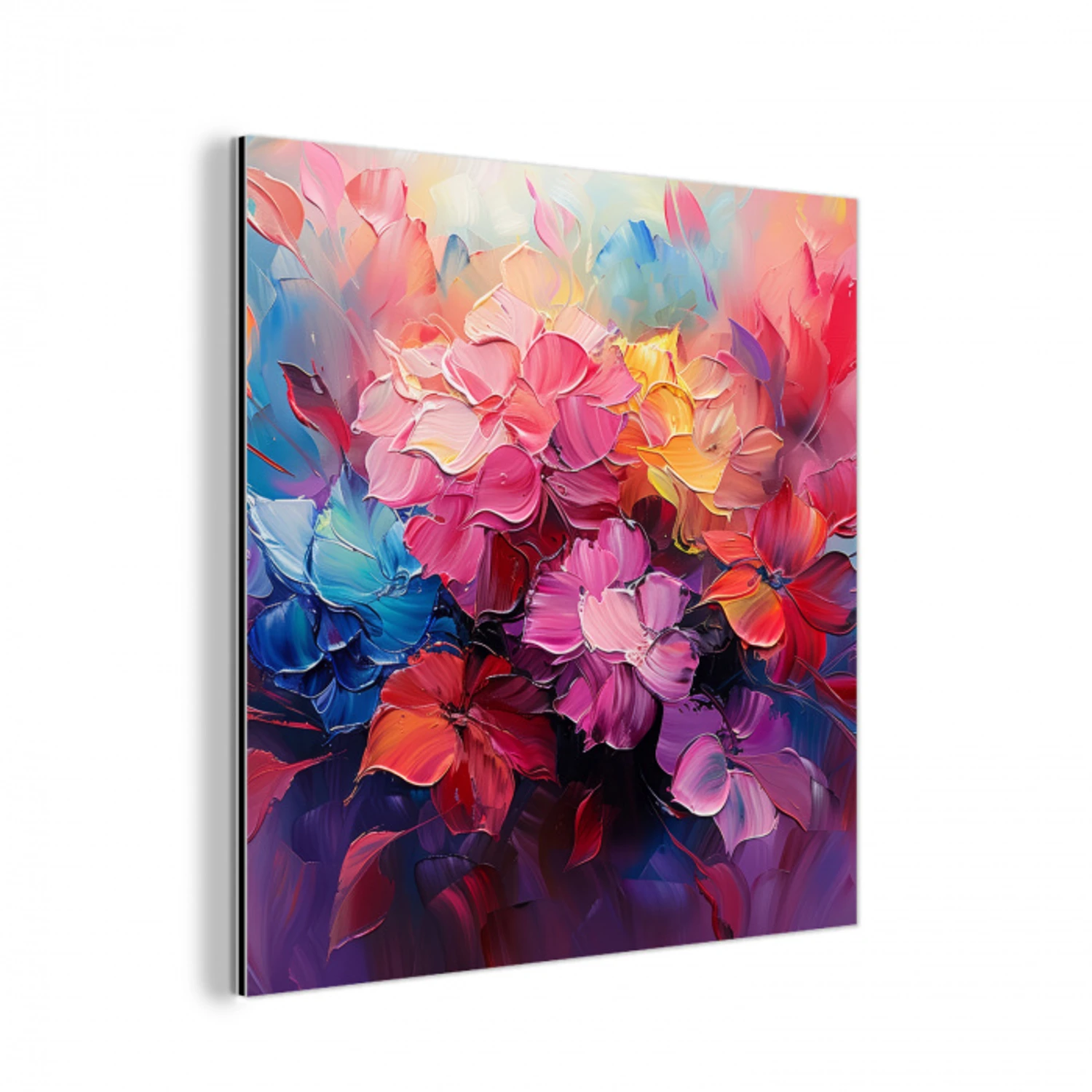 Bloemen - Roze - Watercolor - Kunst aluminium wit klein -3d