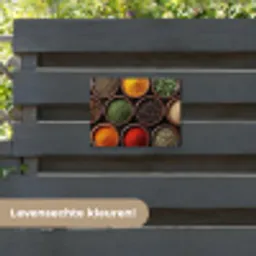 Bakjes - Hout - Kruiden - Kleurrijk tuinposter los doek klein -sfeer3