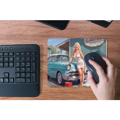 Auto - Vrouw - Groen muismat rubber klein -toetsenbord
