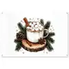 Winter - Hout - Chocolademelk - Drink - Kerst tuinposter los doek groot -3d