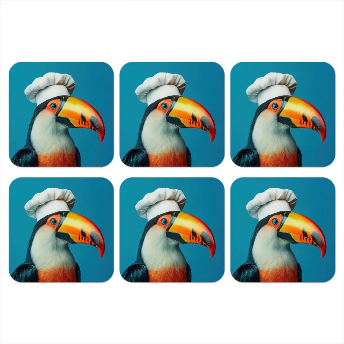 Toekan - Papegaai - Vogel - Koksmuts onderzetter kurk middel -3d