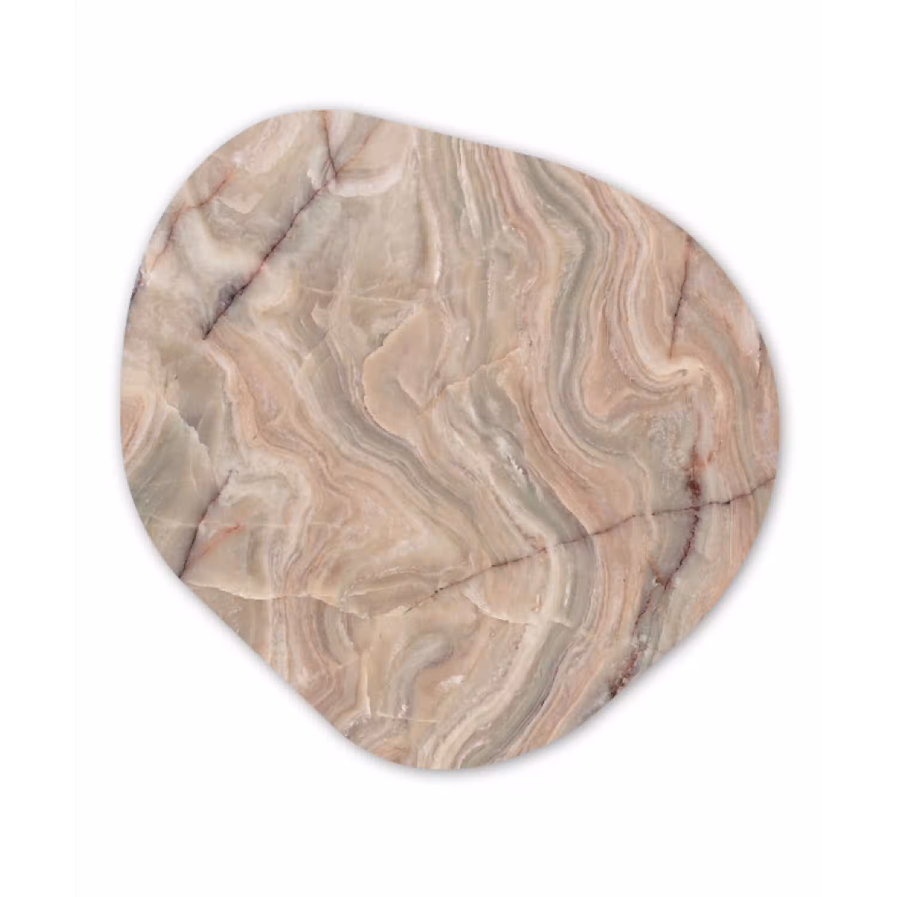 Marmer - Patroon - Abstract - Beige - Groen Wandcirkel Organisch Aluminium middel -3d