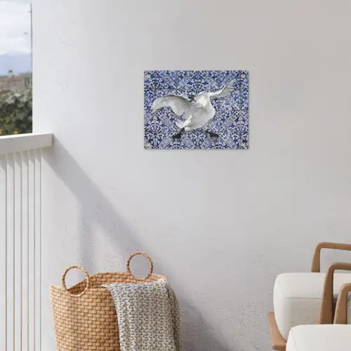 Zwaan - Kunst - Delfts blauw - Schilderij - Oude meesters tuinposter los doek klein -sfeer8