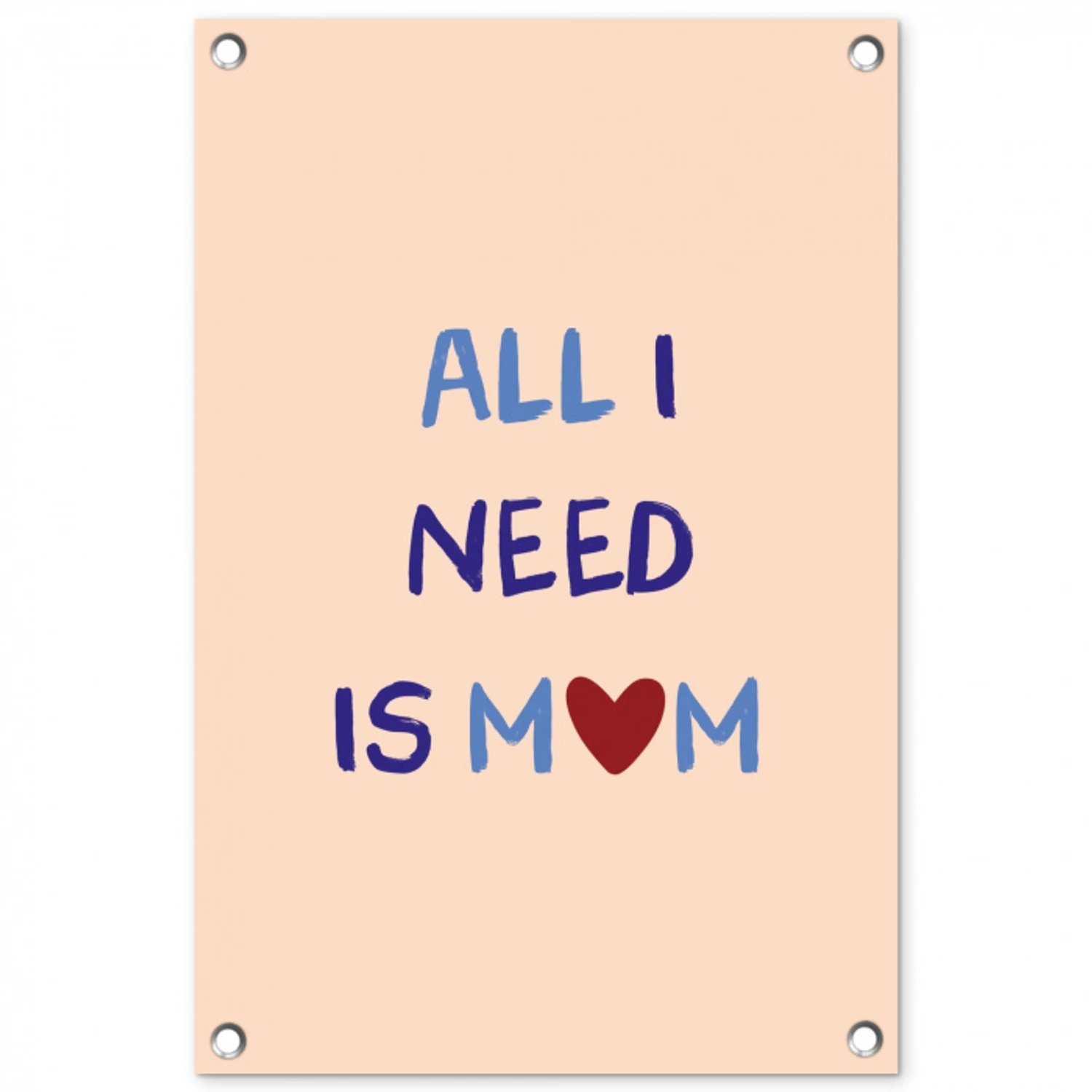 Moeder - Tekst - Hartje - Rood tuinposter los doek klein -3d