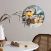 Kerstdorp - Huizen - Sneeuw - Kerst Wandcirkel behangsticker klein -sfeer3