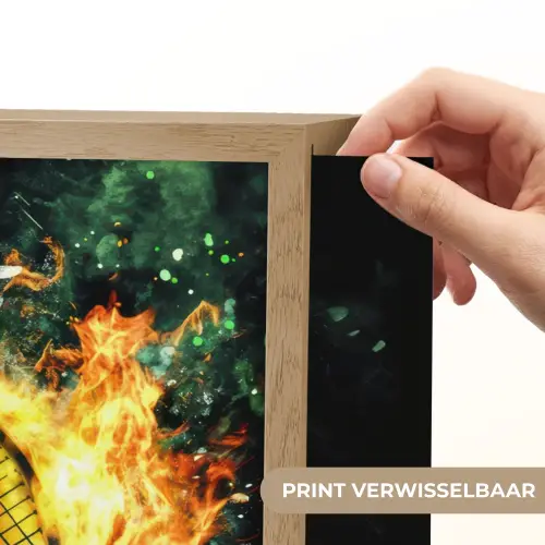 Tennis - Racket - Vuur - Groen Light Box met batterij (Wandlamp kind) middel -USP_websiteprintNL