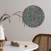 Spat - Abstract - Oranje - Groen Wandcirkel behangsticker klein 186 -sfeer3