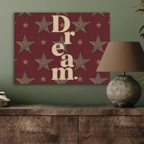 Sterren - Luipaardprint - Dream - Bordeaux PET vilt klein -sfeer2