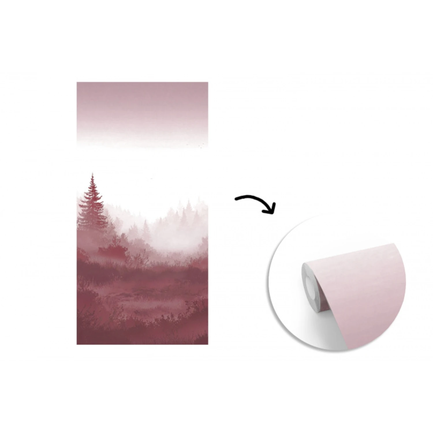 Landschap - Mistig - Roze fotobehang vinyl groot -3d