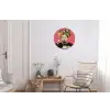 Meisje - Kopje - Bloemen - Roze Wandcirkel aluminium klein -woonkamer