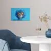 Vrouw - Bloem - Blauw - Modern - Bril - Portret poster papier klein -sfeer3