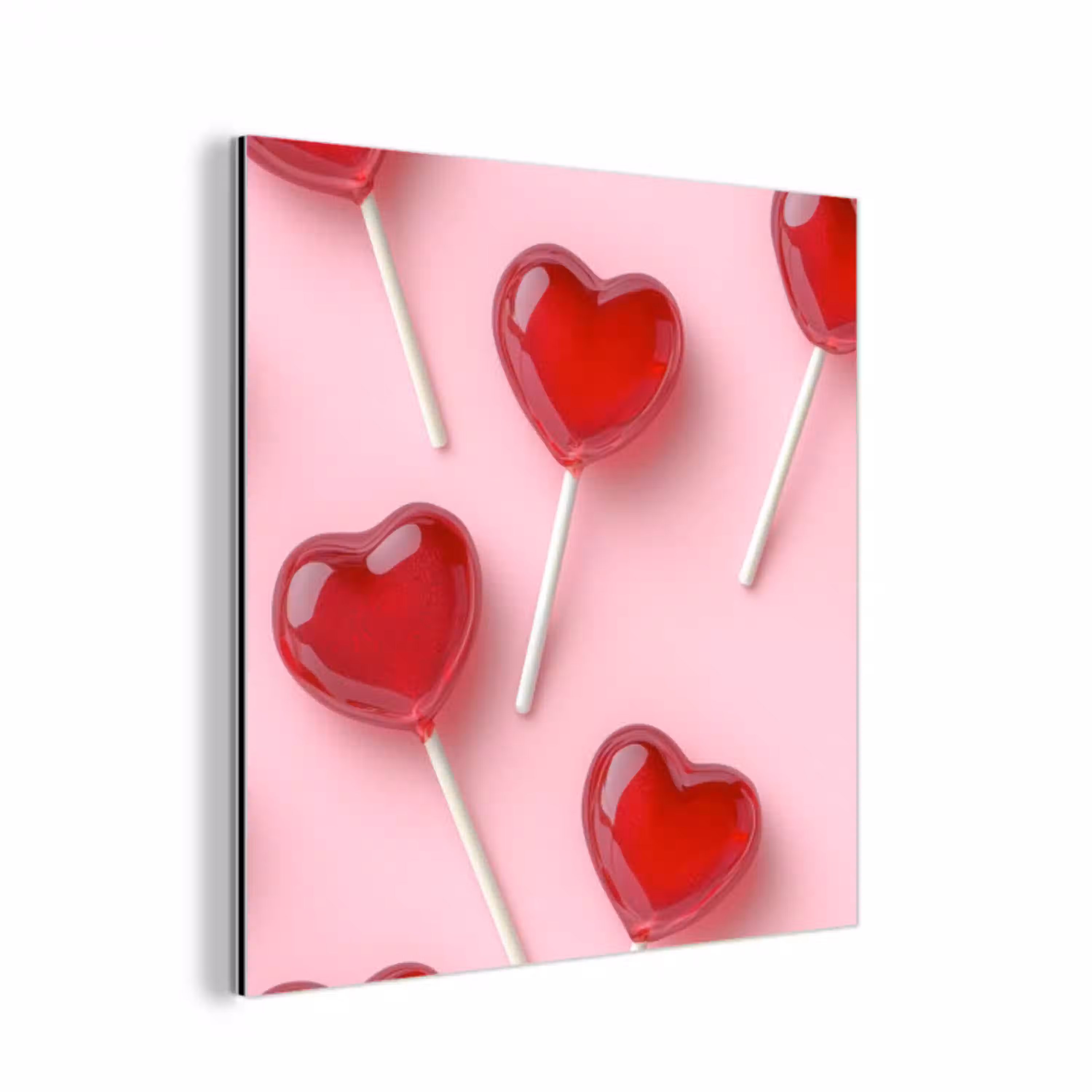 Lollies - Hartjes - Roze aluminium wit klein -3d