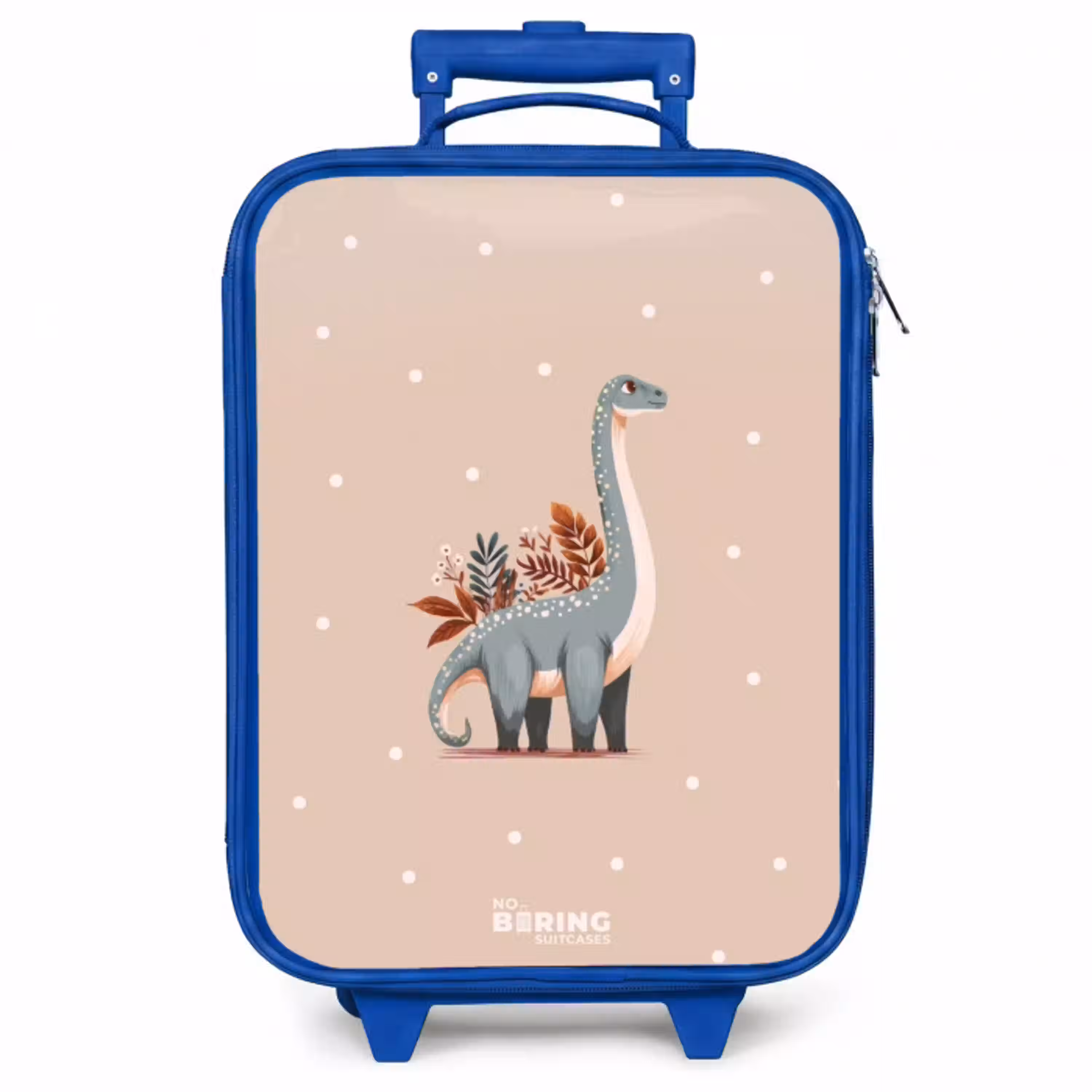 Blauwe dinosaurus op een beige stippenachtergrond Kinderkoffer - Blauw klein -zzz_website3d