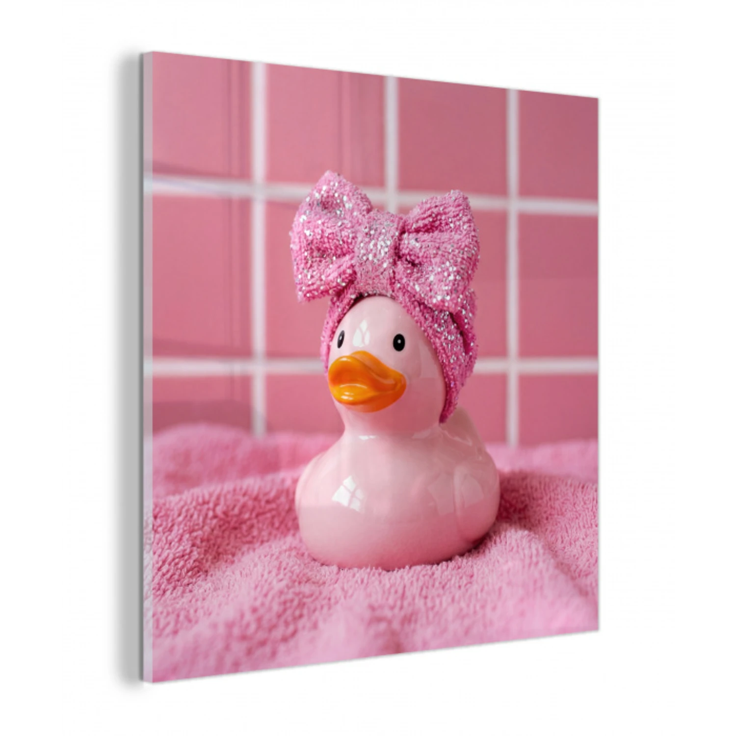 Badeend -Strik - Roze plexiglas 5mm klein -z3d