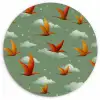 Dinosaurussen - Wolken - Sterren - Oranje Wandcirkel kunststof plaat 5mm dik klein -3d