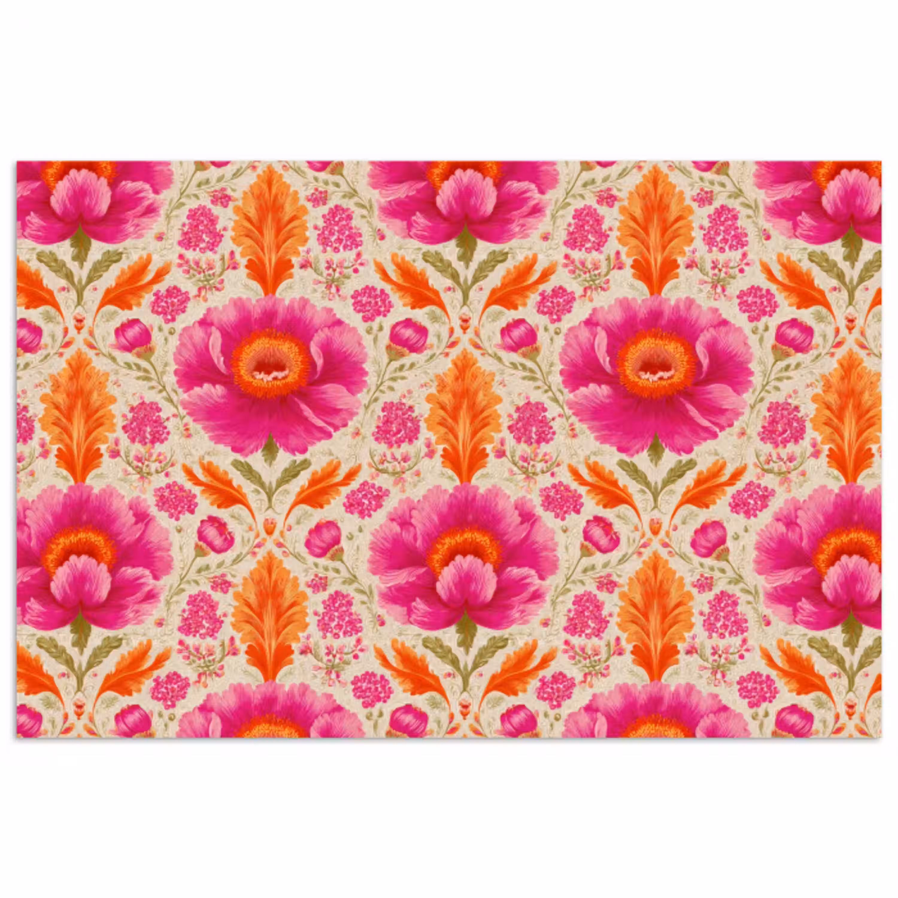Bloemen - Barok - Roze - Oranje poster papier klein 62 -3d