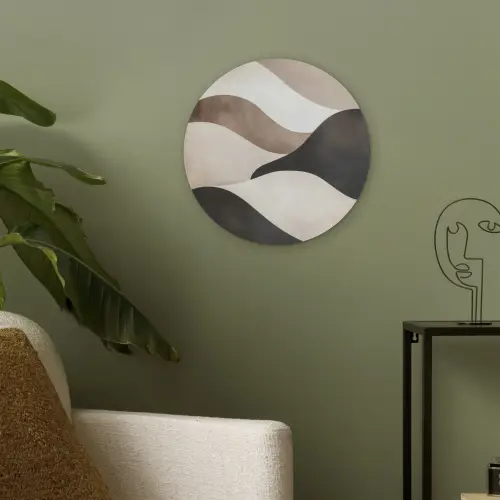 Golven - Abstract - Beige Akoestische PET Vilt - Rond klein -sfeer2