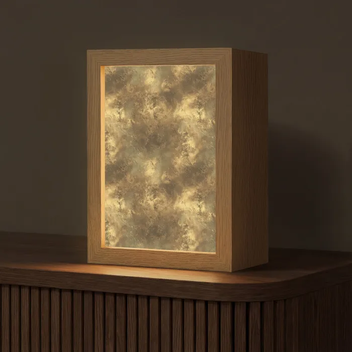 Antiek - Metaallook - Goud Light Box met kabel (Tafellamp) klein 925 -z3d_website