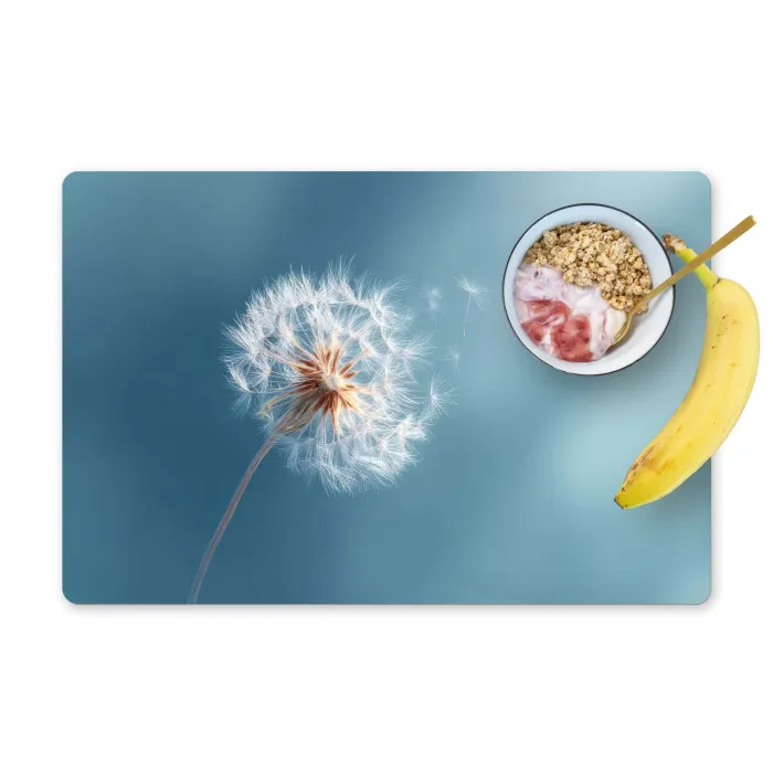 Paardenbloem - Wind - Blauw Placemat vinyl groot -zzzproduct_Kitchenyeah-website