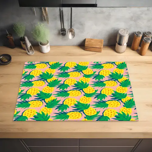 Ananas - Geel - Groen - Tropisch Inductie beschermer vinyl 3mm klein 276 -sfeer5