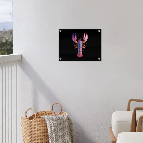 Kreeft - Paars - Roze - Zwart - Stippen - Lila tuinposter los doek klein -sfeer8