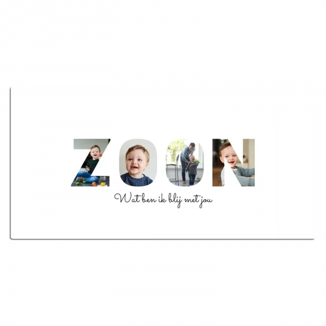 Gepersonaliseerde bureau onderlegger - Zoon - Lettercollage