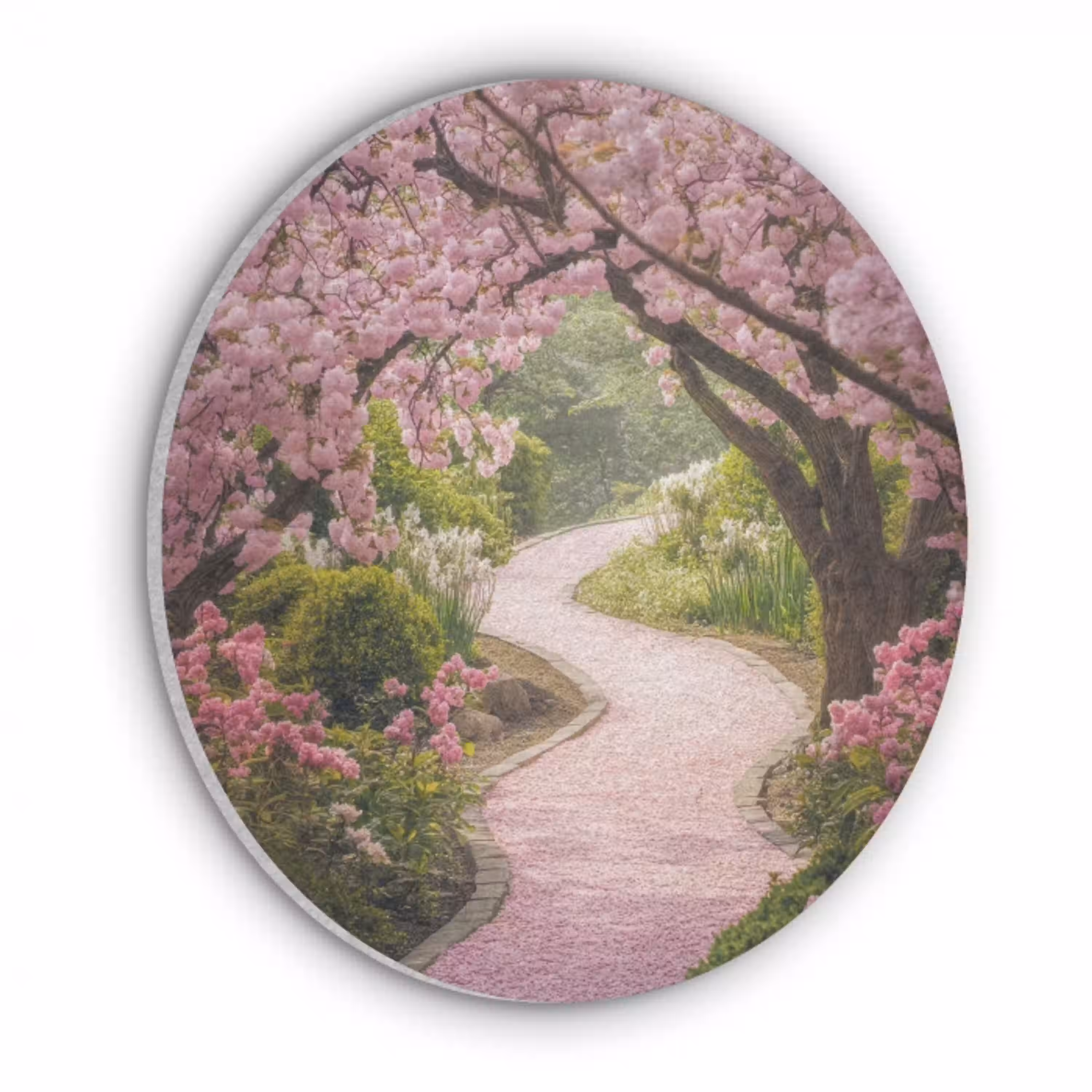 Kersenbloesem - Natuur - Sakura - Pad - Japanse tuin Akoestische PET Vilt - Rond klein -3d
