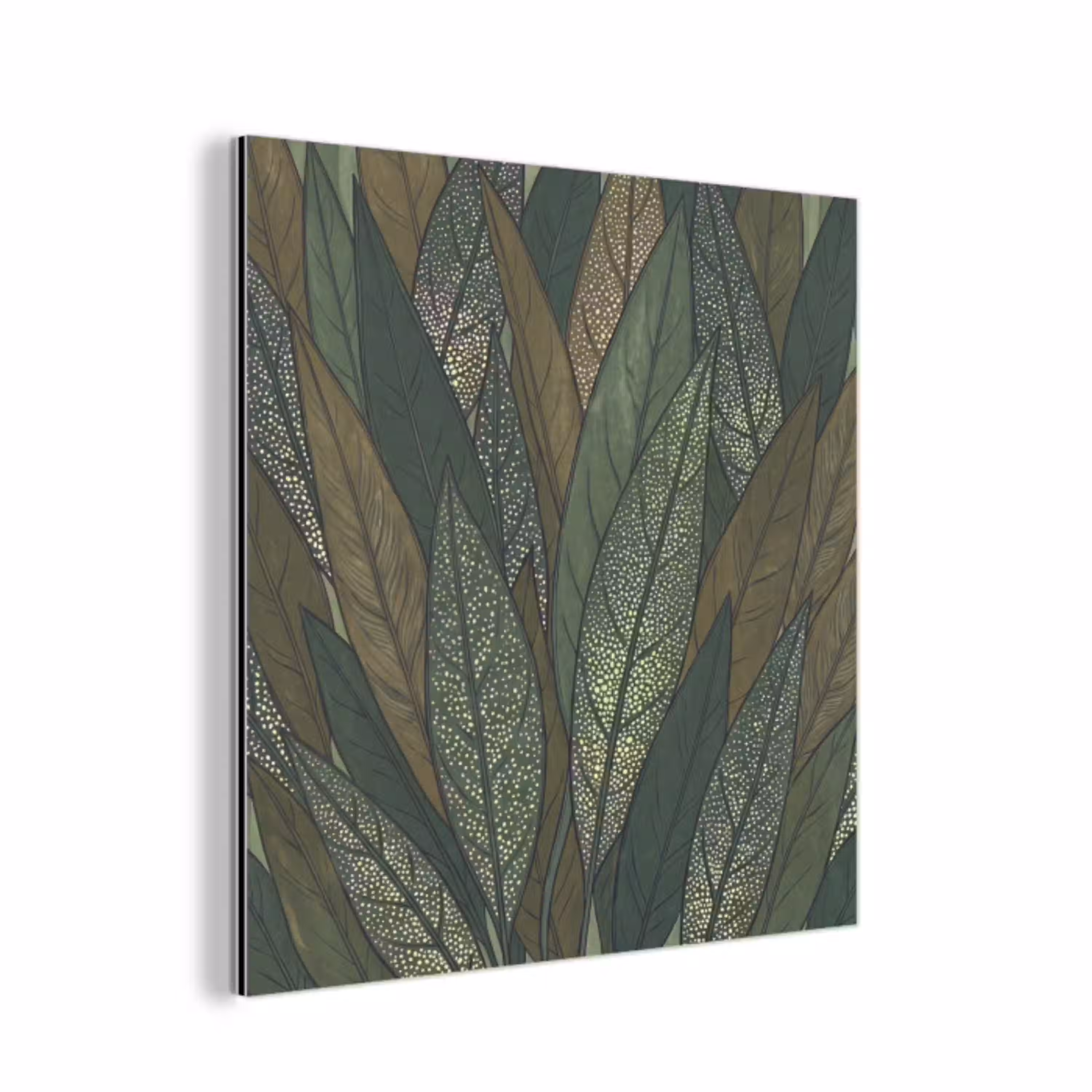 Bladeren - Patroon - Gestippeld - Natuur - Groen aluminium wit klein -3d