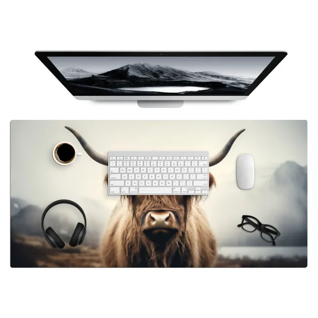 Desk Mat - Scottish highlander - Horns - Landscape
