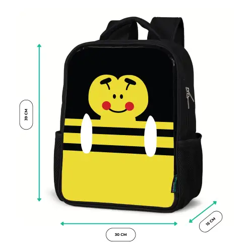 Dierenportret - bij - geel Rugzak - Zwart middel -productfoto_formaten