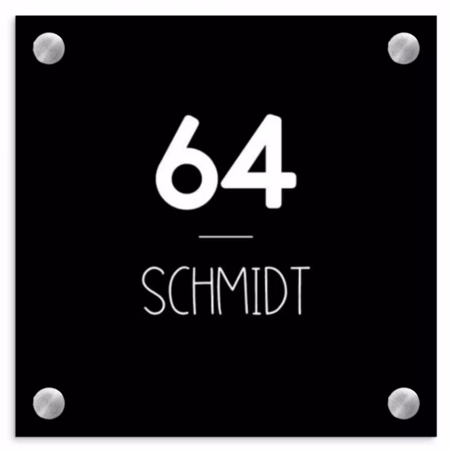 Namensschild Haustür Quadratisch - Schwarze Oberfläche - Modern