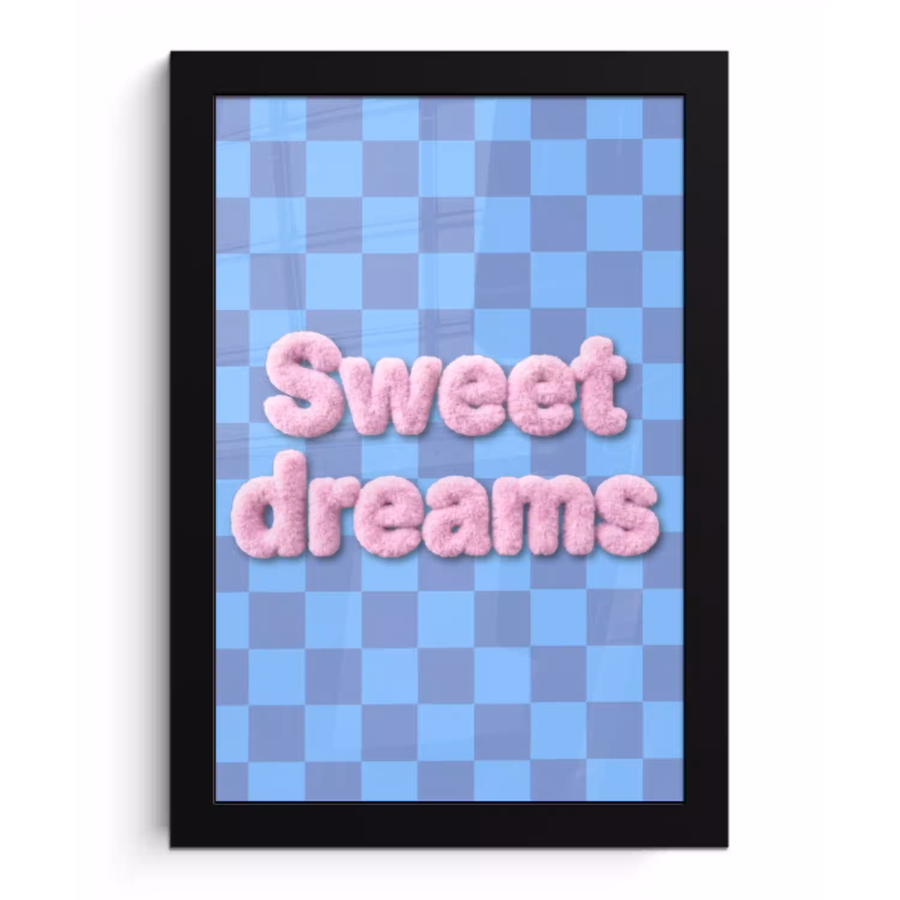 Sweet dreams - Vierkanten - Roze - Blauw fotolijst zwart zonder passe partout klein -3d