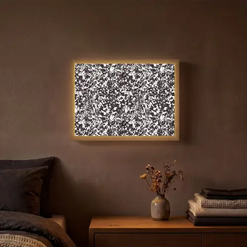 Spat - Stippen - Zwart - Wit Light Box met batterij (Wandlamp) middel 907 -sfeer4