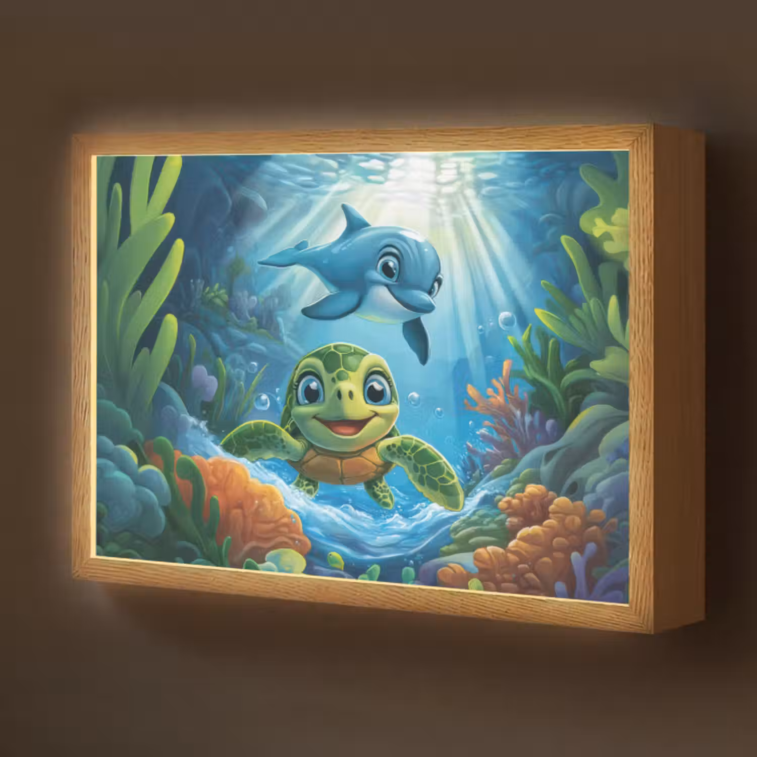 Lightbox - Wandlampe Kinderzimmer - Schildkröte - Delfin - Ozean