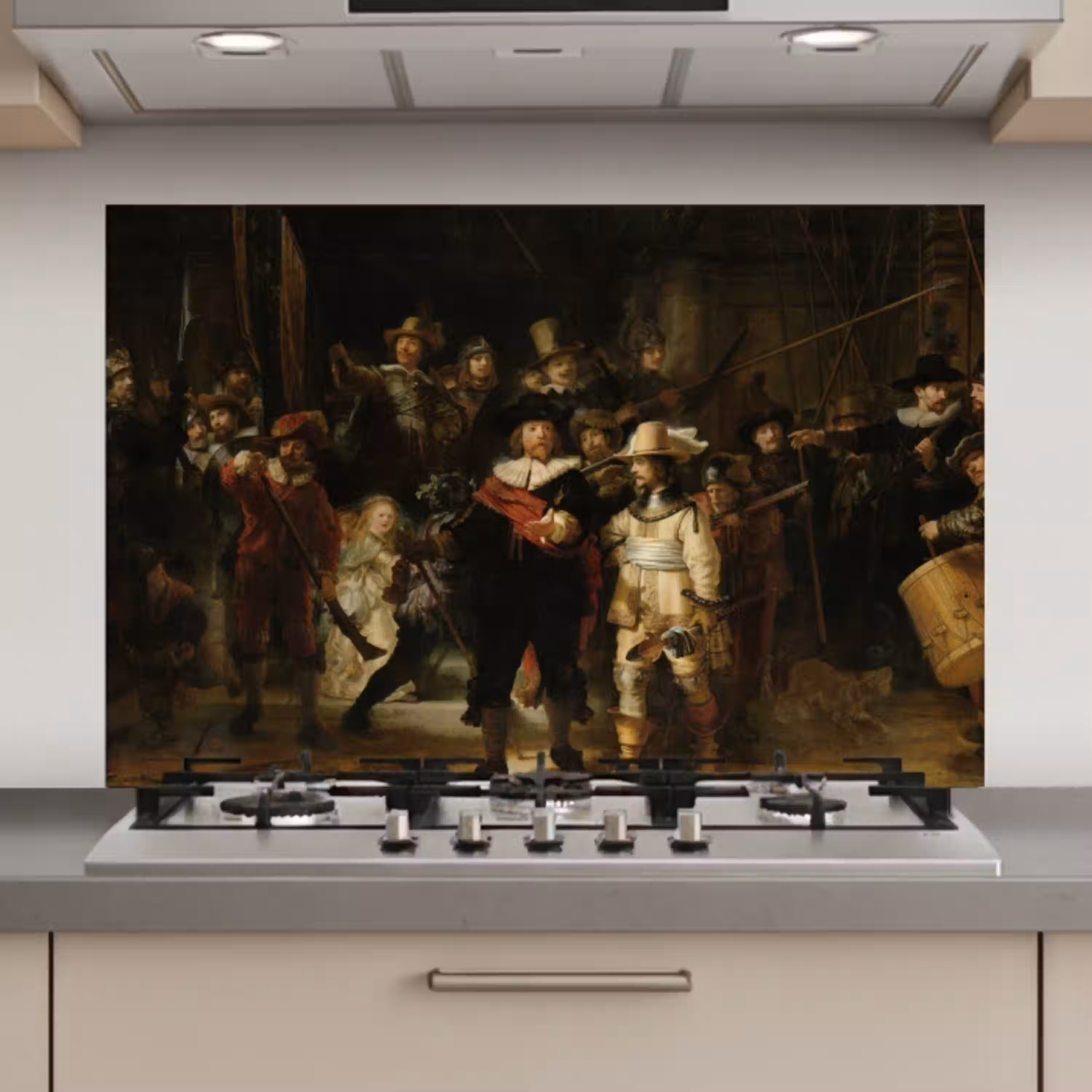 De Nachtwacht - Kunst - Oude meesters - Rembrandt keuken achterwand spatscherm klein -3d_website