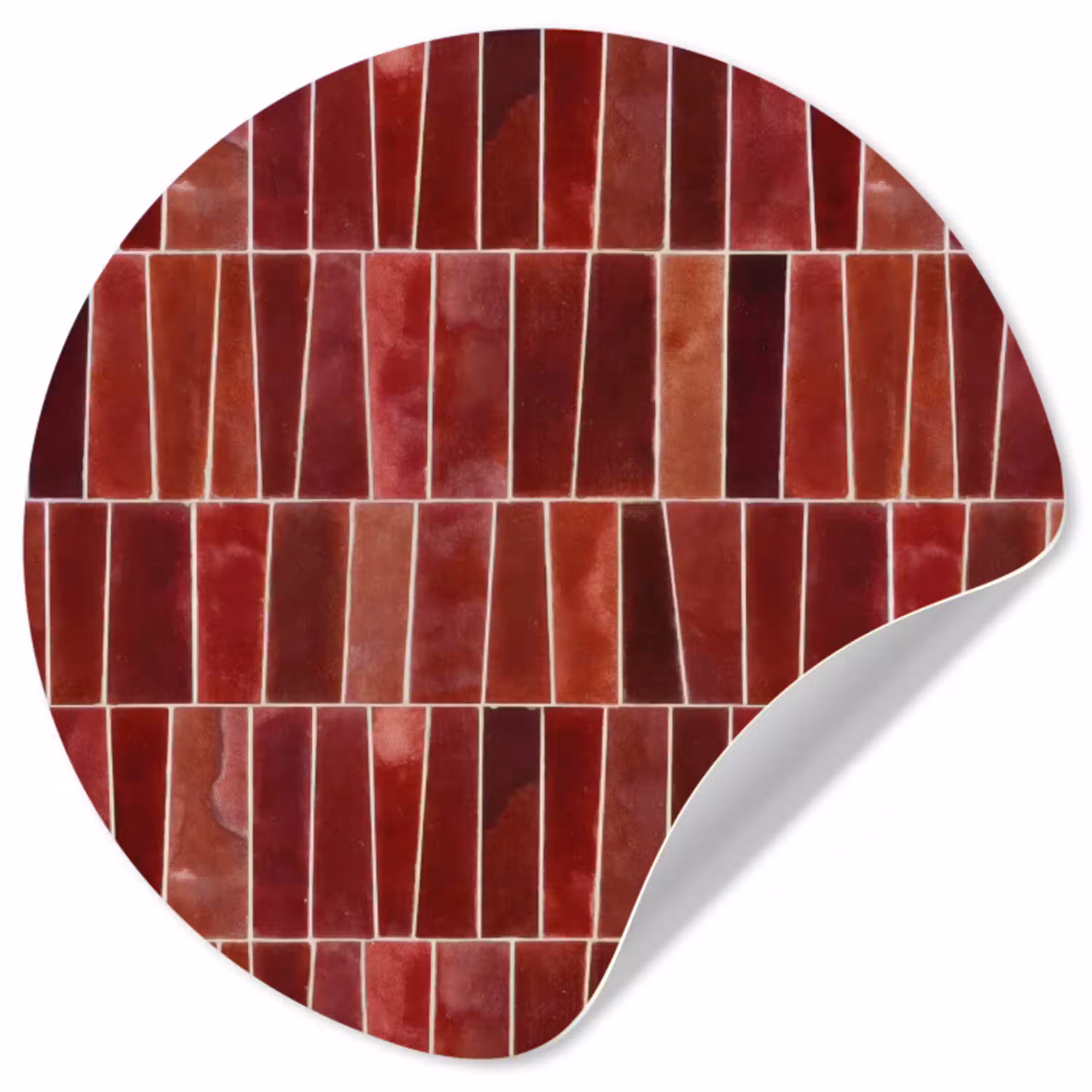 Tegels - Modern - Structuur - Dieprood Wandcirkel behangsticker klein 186 -3d