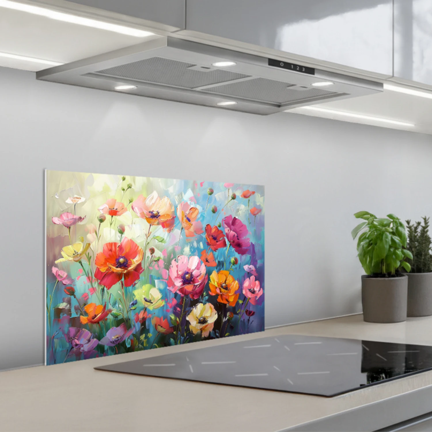 Bloemen - Kleurrijk - Waterverf - Natuur - Zomer keuken achterwand spatscherm klein -3d_schuin