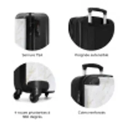 Wit - Marmer - Goud - Luxueus NBS - Handbagage koffer - Volwassenen Unisex middel zzzzzzzbolletjes_FR