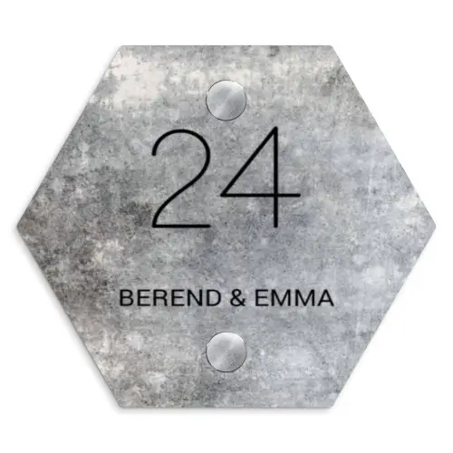 Beton - Klassiek Naambord Hexagon klein -3d