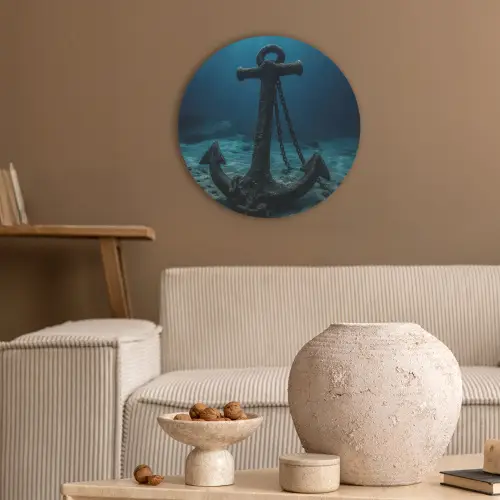 Anker - Ijzer - Zeebodem - Zand Akoestische PET Vilt - Rond klein -sfeer1