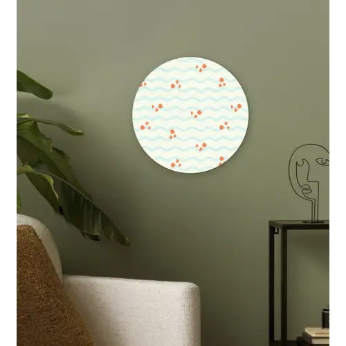 Golf - Vis - Blauw - Oranje Wandcirkel kunststof plaat 5mm dik klein 188 -sfeer3