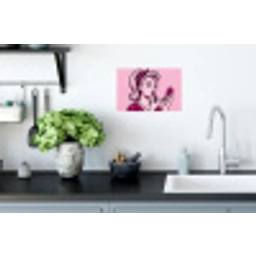 Vintage - Vrouw - Roze Muursticker klein -keuken