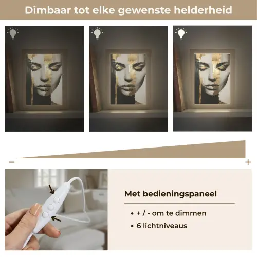 Ogen - Gezicht - Goud - Strepen Light Box met kabel (Tafellamp) klein -USP_dimbaarNL
